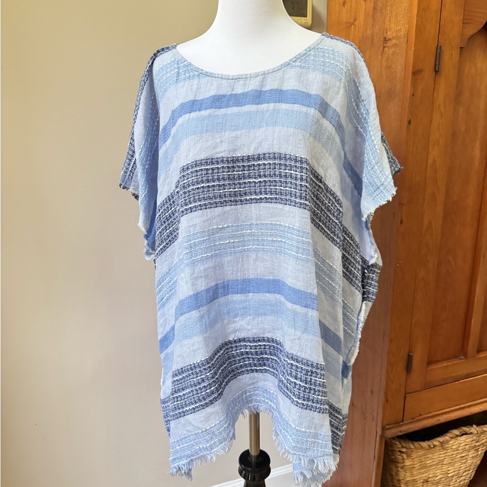 Dylan Light Blue and Navy Striped Tunic
